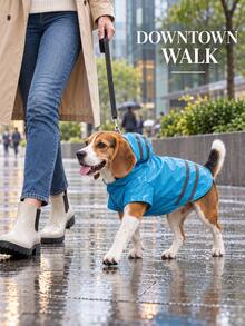 1pc Lightweight Waterproof Pet Raincoat With Reflective Strip And Leash Hole Hooded Dog Rain Poncho, Portable Foldable Rain Jacket For Medium And Small Dogs Daily Outdoor Use In Rainy Weather - Multicolor - View 4