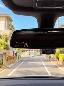 Cute Peeking Paw Cat Car Rearview Mirror Sticker, Self-Adhesive Waterproof Mini Cartoon Kitten Decal, Easy To Apply And Removable, Car Interior DIY Decoration Accessory, Mirror Shape Decor - A - View 6