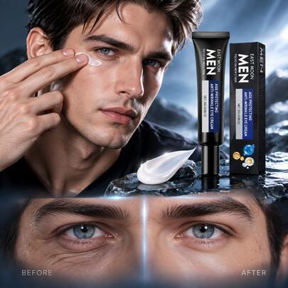 EAST MOON Crema de ojos para hombre, hidratante, humectante, reduce bolsas, suaviza líneas finas, nutritivo, cuidado diario