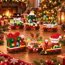 2pcs/6pcs/400+Pcs, Christmas Theme Train Building Blocks Set, Micro Particle Building Blocks, Christmas Building Blocks Kit, Adult Building Blocks Set, Christmas Wreath Building Blocks, Holiday Advent Calendar Building Blocks, Christmas Gift - Christmas Toy Train - View 6