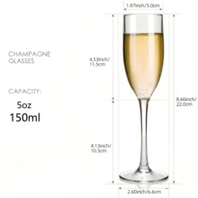 12 Clear Champagne Flutes, 5oz, Unbreakable Classic Cocktail Glasses, Reusable Vintage Style Drinking Cups, Suitable For Weddings, Christmas, Large Parties And Gatherings - View 9