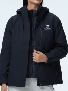 CAMEL CROWN Down Jacket, Windproof Jacket, Men's And Women's Three-In-One Winter Fleece-Lined Thick Coat, Mountaineering Clothing - Phantom Black - View 4