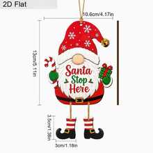 2D Flat Wooden Hanging Ornament, Santa Claus Red Hat Candy Cane Gift Box Design, Front Door Window Christmas Tree Decoration, Winter Holiday Gift, Suitable For Family And Friends, Christmas Home Party Hanging Decor - Multicolor - View 5