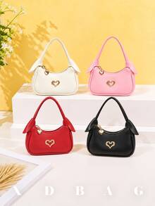 XD Mini Metal Children's Handbag, Decorated With Sweet Heart-Shaped Metal Pattern, Zipper Closure, Solid Color Design, Rabbit Ear Shape, Multi-Functional Lipstick Bag, Suitable For Children's Daily Use, Valentine's Day/Halloween First Choice Gift - Multicolor - View 1