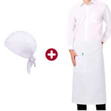 White Apron With 3 Chef Hats Set, Half-Body Apron With Pen Holder And Pockets, Unisex Chef Uniform Suitable For Commercial Kitchens, Restaurants And Cafes - White - View 7