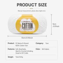 LIRISNLY 10 Skeins 500g 100% Cotton Yarn, Soft Breathable Hand Knitting & Crochet Yarn, DIY Craft Yarn For Making Bags Small Garments, Beginner Friendly - Multicolor - View 2