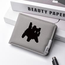 1pc Pixel Cat Pattern PU Leather Multi-Slot Bifold Minimalist Men's Short Wallet, Suitable For Young Men's Daily Use - Multicolor - View 5