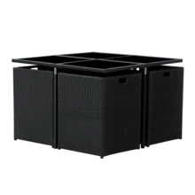 JMYXF 8 Seater Rattan Garden Furniture Sets Garden Table And Chairs Set Waterproof, Thick Cushions, Washable Covers, Modular Seating, Easy-Clean, Perfect For Patios Terraces & Decking Areas - Black - View 8
