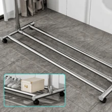 Telescopic Clothes Drying Rack, Foldable Movable Windproof Garment Hanging Rod, Freestanding Clothes Airer, Sturdy Portable Clothing Display Stand, 3 Styles Available, Space-Saving Home Garment Storage Rack For Clothes Organization - Freestanding Drying Rack - View 9