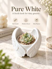1pc Aesthetic 3D Printed Angel Wings Decorative Flower Pot, Unique Artistic Style Planter, Multi-Purpose Home Decor, Suitable For Indoor Balcony Desktop Garden Decoration - Multiple Styles - View 5
