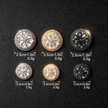 5pcs/Pack Flower Rhinestone Metal Buttons Round Crystal Hand Sewn Buttons For Coats Suits Sweaters Dresses DIY Clothing Accessories - Multicolor - View 5