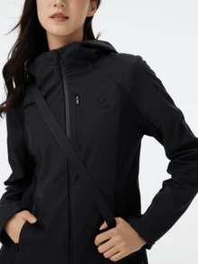 CAMEL CROWN Women's Softshell Jacket Waterproof Windproof Hooded Lightweight Outdoor Coat For Hiking Travel Climbing, Running & Daily Wear - Phantom Black - View 2