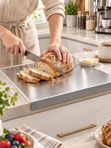 Talenan Stainless Steel dengan Pinggiran, Talenan Logam untuk Meja Dapur, Talenan Stainless Steel Satu Bagian, Cocok untuk Persiapan Makanan - View 10