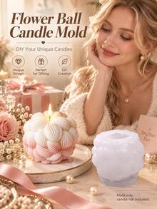 DIY Flower Ball Candle Silicone Mold, Reusable Candle Making Mold, Handmade Craft Casting Tool, Suitable For Scented Candles, Home Decor, Tabletop Decor, Creative Gifts And Holiday DIY Projects - A - View 2