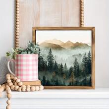 2D Flat, Vintage Rustic Wooden Decorative Sign & Plaque - Pine Tree Landscape Design, Home Decor, Suitable For Living Room, Bedroom, Bathroom -, Bedroom Decoration - Multicolor - View 5