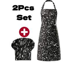 2pcs/Set Unisex Chef Apron & Hat Set, Adjustable Halter Apron With Pockets + Pleated Chef Hat, Multiple Patterns, Suitable For Home Kitchen, Baking, BBQ, Cafe, Catering - 2Pcs Set - View 10