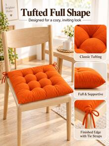 Modern Solid Color Tufted Tie-Up Chair Pad, Thickened Square Floor And Dining Chair Cushion, Soft And Comfortable, Suitable For Student Dorms, Office Desks, Kitchens, Reading Nooks, Home Decor, All-Season Daily Long-Term Sitting, Holiday Use - one-size - View 6