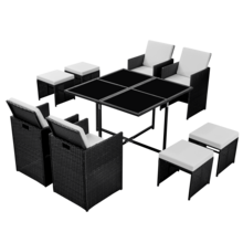 JMYXF 8 Seater Rattan Garden Furniture Sets Garden Table And Chairs Set Waterproof, Thick Cushions, Washable Covers, Modular Seating, Easy-Clean, Perfect For Patios Terraces & Decking Areas - Black - View 9