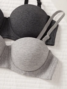 Set Of 3 Soft And Comfortable Seamless Wireless Bras With Quilting, Suitable For Small Bust - Multicolor - View 4