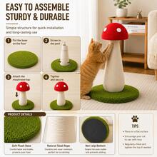 AOSHA 50cm Mushroom Cat Scratching Post, Natural Sisal Rope Cat Scratcher With Stable Plush Base, Cute Red Mushroom Cat Tree For Indoor Cats, Durable Climbing Scratching Playing & Lounging Furniture - one-size - View 10