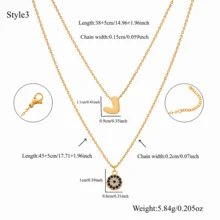 2Pcs/Set Simple Classic Multi-Style Eye Heart Pendant Golden Stainless Steel Chain Layered Necklaces For Women - Eye - View 8