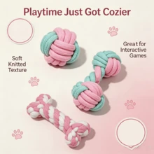 3 Packs Dog Rope Chew Toys, Cute Color Knotted Cotton Toy Set, Bite Resistant Teeth Cleaning Interactive Puppy Toys For Small Medium Dogs, Tug Of War Pet Play Toys - Multicolor - View 4