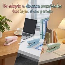 Grapadora de oficina estilo Morandi, grapa hasta 20 hojas, dos modos de grapado permanente y temporal, giratoria, para escuela hogar oficina - Verde - Ver 6