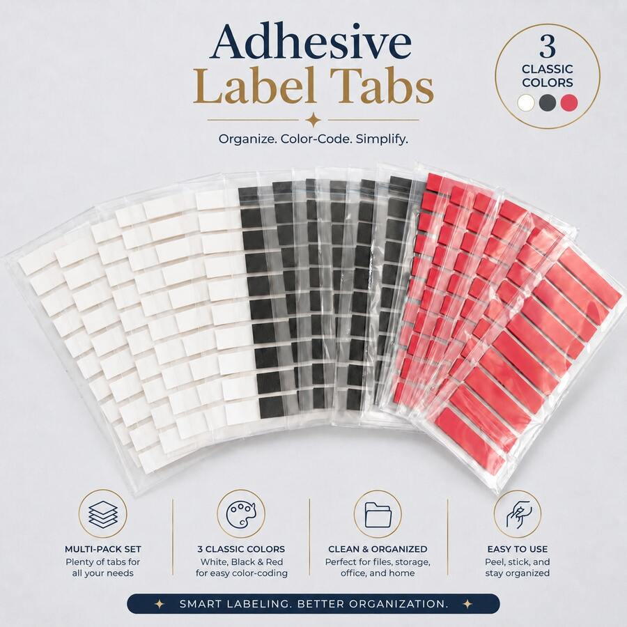 Multi-Pack 3-Color Transparent Self-Adhesive Labels, Writable Index Tabs, Easy-Tear Removable File Markers, Suitable For Notebooks, Books, Storage, Office And School Supplies - one-size - View 1