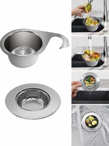 [Keranjang Saringan Stainless Steel] Set 2 Buah Keranjang Saringan Angsa Stainless Steel, Pemasangan Tanpa Bor yang Kokoh, Rak Penyimpanan Bawah Wastafel, Pengering Meja Hemat Ruang, Filter Mudah Dibersihkan, Aksesori Rumah Modern - View 6