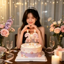 1件女孩喜愛閃粉數字生日蠟燭，附柔軟蝴蝶結裝飾，數字0-9可選，精緻蛋糕裝飾頂飾，適用於生日派對、嬰兒洗禮、拍照道具與甜點裝飾用品 - 彩色 - 查看 4