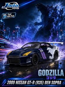 Jada Toys Godzil-La 2009 Nis-San GT-R R35 Ben Sopra mô hình xe đúc kim loại tỉ lệ 1:32, xe thể thao độ, bản sao đua phim quái vật, xe trưng bày sưu tầm, bộ sưu tập xe hiệu năng Nhật Bản, quà tặng cho fan Godzil-La và người yêu xe - Nhiều màu - Xem 1