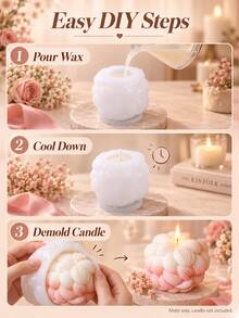 DIY Flower Ball Candle Silicone Mold, Reusable Candle Making Mold, Handmade Craft Casting Tool, Suitable For Scented Candles, Home Decor, Tabletop Decor, Creative Gifts And Holiday DIY Projects - A - View 4