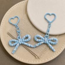 4/5/11pcs Cute Resin Bow Keychains, Colorful Plaid & Polka Dot Bow Bag Charms, Adorable Style Car Key Fobs, Sweet Fashionable Backpack Decor Gift, Suitable For Girls - Polka Dot Bow - View 7