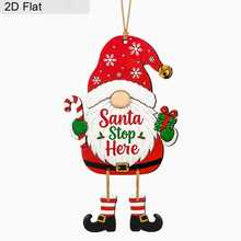 2D Flat Wooden Hanging Ornament, Santa Claus Red Hat Candy Cane Gift Box Design, Front Door Window Christmas Tree Decoration, Winter Holiday Gift, Suitable For Family And Friends, Christmas Home Party Hanging Decor - Multicolor - View 7