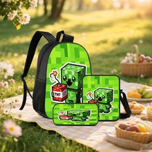 Pixel Block Chibi Character 2D Print 3 Pieces Backpack Set, Large Capacity Backpack With Crossbody Bag And Pencil Case, Side Elastic Mesh Pocket For Water Bottle, Wide Breathable Adjustable Shoulder Straps, Retro Game Style Cute Daily Commute Travel Casual Storage Bag - Printed Bag - View 8