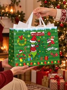 The Grinch مجموعة تغليف هدايا عيد الميلاد، أكياس هدايا العطلات مع مقابض حبلية، متوفرة باللونين الأحمر والأخضر، تشمل ورق التغليف وبطاقات التهنئة مع الأظرف والملصقات، لوازم تغليف الهدايا والحلويات والوجبات الخفيفة وهدايا الحفلات - ي-متعدد الألوان - مشاهدة 5