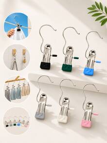 Space-Saving Hanging Clothes Clips, Multi-Functional Clamps Hooks, Suitable For Towels, Socks, Underwear, Home Drying Supplies - A - View 9