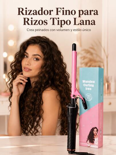 Rizador mini de 9 mm en color rosa para crear ondas suaves y un peinado con rizos tipo <<maíz». Temperatura regulable que cuida el cabello con suavidad; apto tanto para uso doméstico como en salones de belleza. Ideal como regalo de Navidad para una amiga.