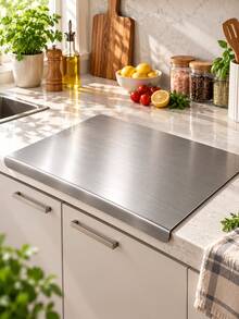 Large Thick Stainless Steel Cutting Board, Modern Minimalist Silver Rectangular Foldable Design, Easy Storage, Suitable For Kitchen Cooking, Family Gatherings, Outdoor Camping, Laboratory Crafts, Practical Kitchen Accessory - View 7
