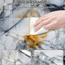 1 Roll Removable, Peelable Aluminum Foil Contact Paper - Cartoon Marble Texture Pattern, Waterproof, Oil-Resistant, Matte White, Suitable For Bathroom, Kitchen, Dorm, Bedroom Wall Decor, Non-Adhesive Vinyl Wallpaper Room Decor Kitchen Decor Kitchen Items - Gray Blue - View 7