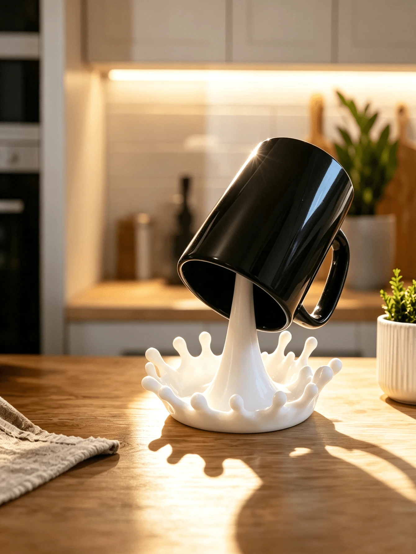Milk Splash Mug Holder - Cup Stand | Creative Milk Splash Floating Mug Bracket 3D Printed Funny Water Cup Base Personalized Desktop Decoration Ornament Interesting Cup Display Rack Creative Milk Splash Cup Holder 3D Printed Floating Cup Stand Interesting Desktop Decoration Display Bracket - Multicolor - View 1