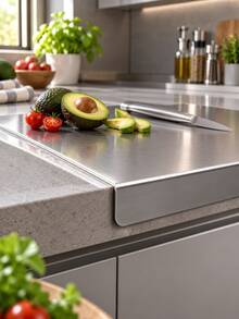 Talenan Stainless Steel dengan Pinggiran, Talenan Logam untuk Meja Dapur, Talenan Stainless Steel Satu Bagian, Cocok untuk Persiapan Makanan - View 8