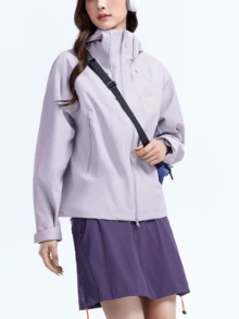 CAMEL CROWN Women's Single-Layer Outdoor Jacket, Comfortable, Water-Repellent, And Lightweight Hiking Mountaineering Jacket - Light Gray Purple - View 3