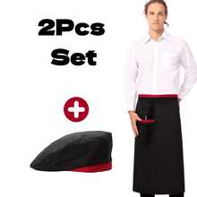 2pcs Half Apron & Chef Hat Set, Apron + Chef Hat Set, Tie-Up Chef Hat & Apron - 2Pcs Set - View 12