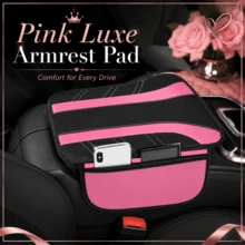Car Center Armrest Box Pad With Storage Pocket, Black & Pink PU Leather Armrest Box Cover, Soft Elbow Support Pad, Universal Car Armrest Box Protector, Car Interior Accessory - Luxury Armrest Pad - View 4