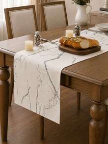 1 pièce Chemin de table à motif doré texture marbre, style simple mais élégant pour décorer la table à manger, le hall d'entrée, les réunions de famille, la table basse, le salon - 1 pièce - Voir 1