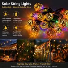 1串 20/30顆 LED 太陽能摩洛哥球串燈，暖白色/多色戶外串燈，適用於婚禮、生日、聖誕節、居家臥室裝飾、節日裝飾、花園庭院小徑 - 多種顏色 - 查看 4