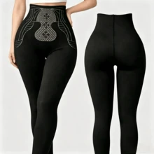Pantalones acampanados de talla grande, cintura alta con cintura elástica, tejido suave y transpirable, ropa casual para todas las estaciones, disponibles en varios colores - Leggings negros - Ver 5