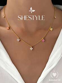 1pc Fashion Pure Silver Cross Pendant Necklace, Suitable For Women's Daily Wear And Accessory Matching - Colorful Flowers - View 3
