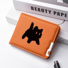 1pc Pixel Cat Pattern PU Leather Multi-Slot Bifold Minimalist Men's Short Wallet, Suitable For Young Men's Daily Use - Multicolor - View 4